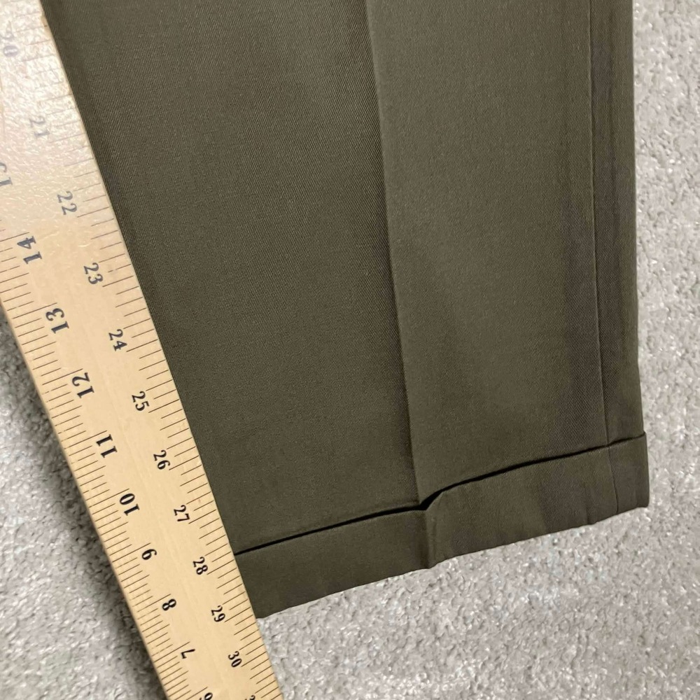 Brooks Brothers Dress Pants Mens 38 Brown Olive Pleated Cuffed 100% Wool Canada - Picture 4 of 10